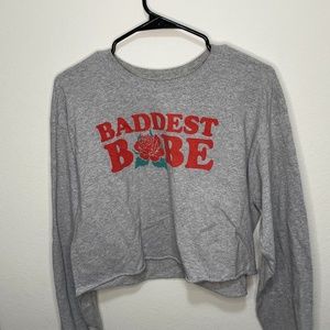✨Baddest babe cold crush gray long sleeve cropped
